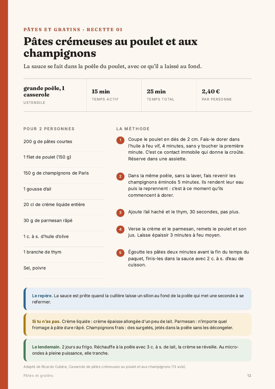 Page de recette du livre Flemme du week-end